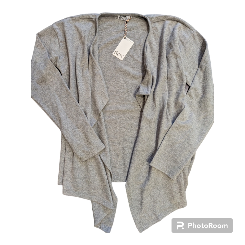 Dex Girls Draped Open Cardigan Gray XL